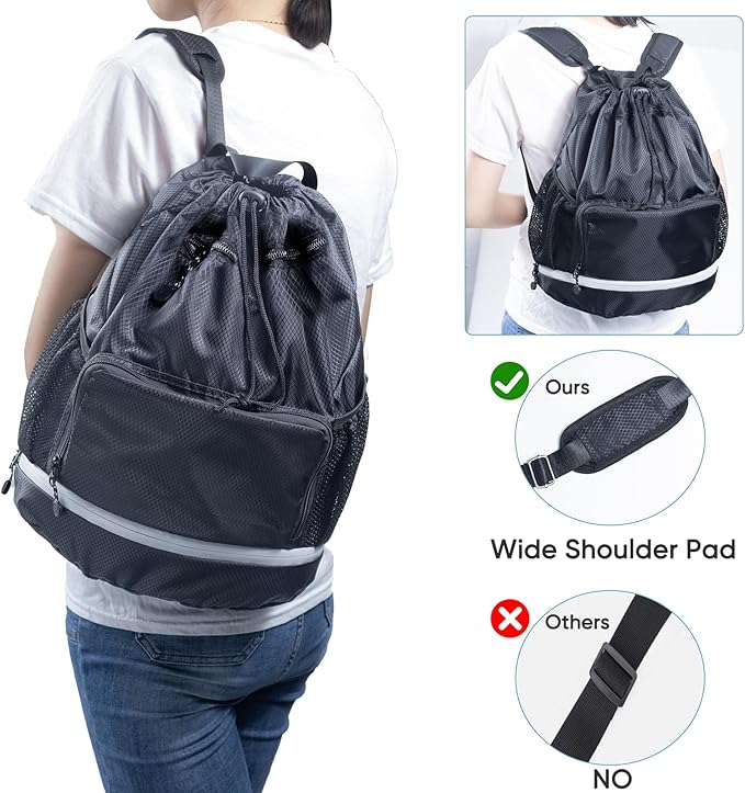 Swim Bag Beach Backpack Sports Drawstring Backpack - Gym Bag - Kids Swim Backpack Mens Beach Bag, Workout Bag