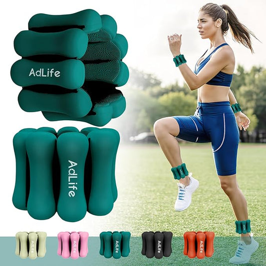 2lbs Adjustable Pilates Wrist Ankle Weights for Women, Wearable Silicone Arm Leg Weights Set of 2(1 lb Each) for Working out, Small Body Workout Equipment for Yoga Barre Walking Travel Home Gym Exercise Training