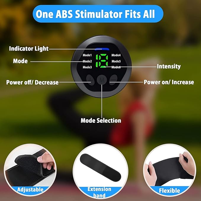 EMS Muscle Stimulator,Ab Machine,Abdominal Toning Belt Workout Portable Ab Stimulator Home Office Fitness Workout Equipment for Abdomen