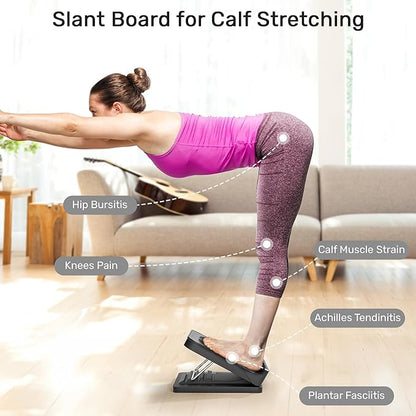 Auslar Portable Slant Board, calf stretcher slant board for Stretching Tight Calves or Plantar Fasciitis, Adjustable 4 Level (330 lb Capacity), Strength Training Equipment Leg Machines