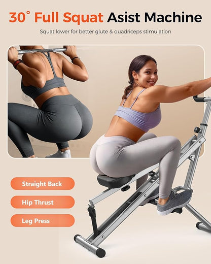 Sportsroyals Pink Squat Machine for Home,Rodeo Core Exercise Machine,330lbs Foldable,Adjustable 4 Resistance Bands,Ride & Rowing Machine for Botty Glutes Butt Thighs,Ab Back/Leg Press Hip Thrust…