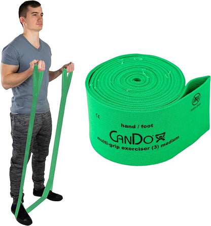 CanDo Multi-Grip 6 Foot Exercise Resistance Band with Hand/Foot Loops for Total Body Workouts, Training, Rehab, Stretching and Therapy