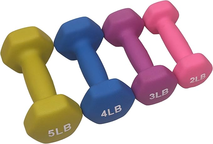 HEX Neoprene Dumbbell |Coated Colorful Hand Weights in Pair