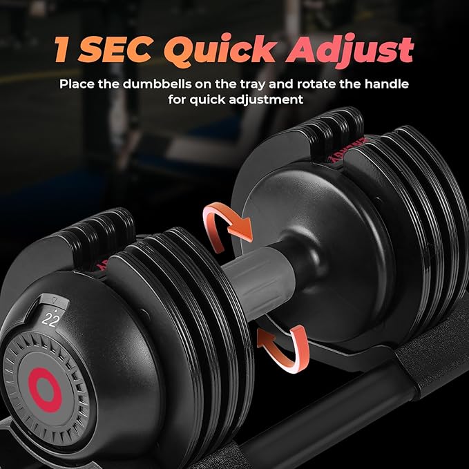 Adjustable Dumbbell Set 22LB/52LB: 5 Weight Options Dumbbell with Anti-Slip Metal Handle for Exercise & Fitness Fast Adjust Weight for Full Body Workout Fitness