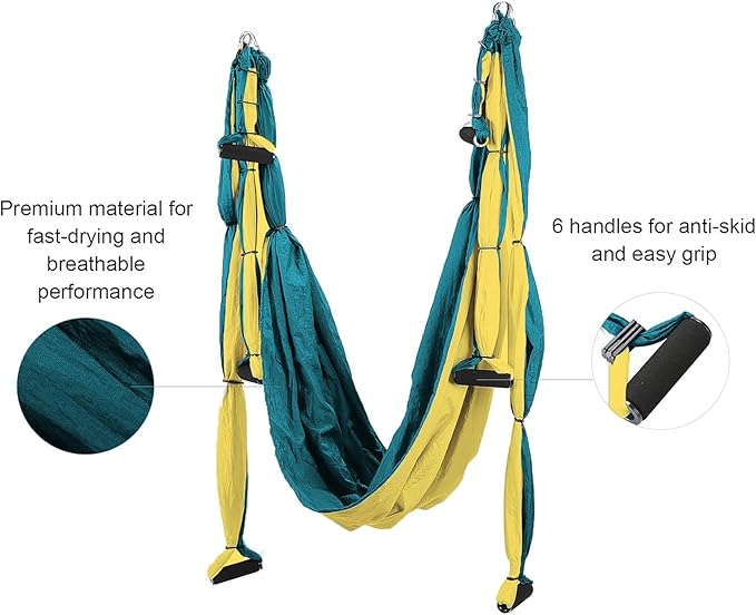 Aerial Yoga Flying Yoga Swing Set Yoga Hammock Sling Inversion Tool Aerial Pilates Silk for Gym Home Fitness (with Ceiling Mount Accessories)