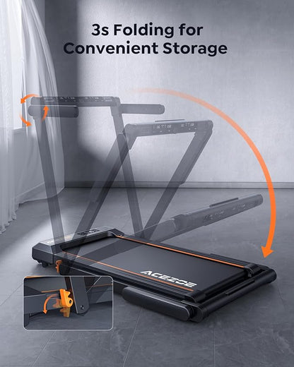 2 in 1 Foldable Treadmill for Home, Under Desk Treadmill with 12 HIIT Modes, Workout APPs and Touch Screen, 2.5HP Walking Treadmill for Home Office, 265lbs Capacity, Installation-free