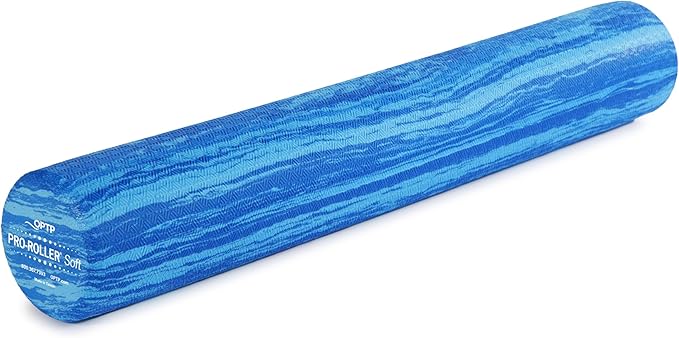 OPTP PRO-Roller Soft Density Foam Roller – Low Density Soft Foam Roller for Physical Therapy, Pilates Foam Roller and Yoga Foam Roll Exercises, and Muscle Recovery - Blue 36" x 6"