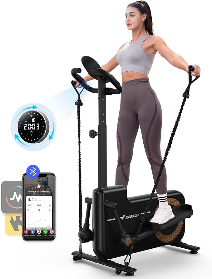 MERACH Elliptical Machines for Home,Compact Elliptical Exercise Machine with MERACH App Elliptical Trainer with Hyper-Quiet Magnetic Driving System 16 Resistance Levels, 330LBS Loading Capacity