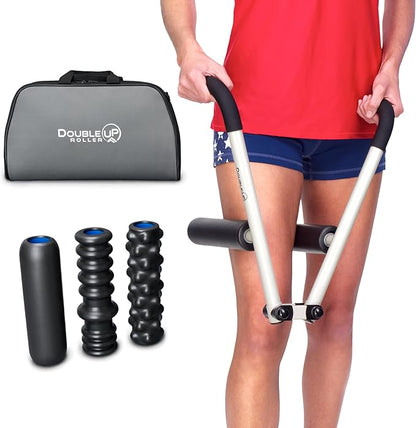 DoubleUP Roller Performance Kit - White - Muscle Massager with Lever-Action Pressure Control and Quick-Change Rollers