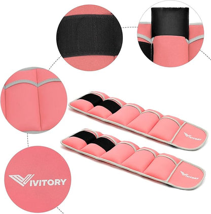 Vivitory Adjustable Ankle Weights for Women & Men, Leg Weights 2 to 10 Lbs, Arm Weights, Ankle Wrist Weights Set for Strength Training, Jogging, Gymnastics, Aerobics, Physical Therapy