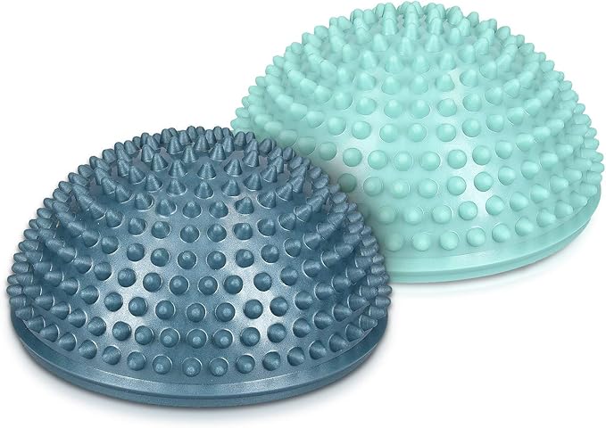 Navaris 2X Hedgehog Balance Pods - Set of 2 Spiky Fitness Domes for Sports, Foot Massage, Stability Training, Balancing in Multiple Colors