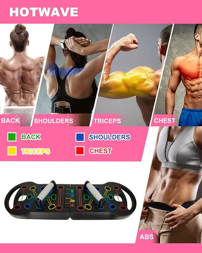 HOTWAVE Portable Exercise Equipment with 16 Gym Accessories.20 in 1 Push Up Board Fitness,Resistance Bands with Ab Roller Wheel,Full Body Workout at Home