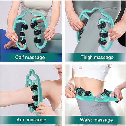 Upgraded Six-Wheel Muscle Roller - Arm & Leg Massager, Forearm & Calf Roller, Tennis Elbow Brace for Men, Carpal Tunnel & Tendonitis Relief, Perfect for Wrist, Hand, Foot, & Thigh