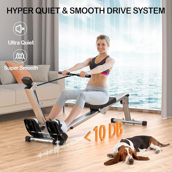 Rowing Machine for Home Use, Row Machine Rower with Adjustable Resistance, Hyper-Quiet Rower Machine Supports 300LBS…