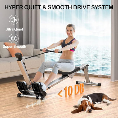 Rowing Machine for Home Use, Row Machine Rower with Adjustable Resistance, Hyper-Quiet Rower Machine Supports 300LBS…