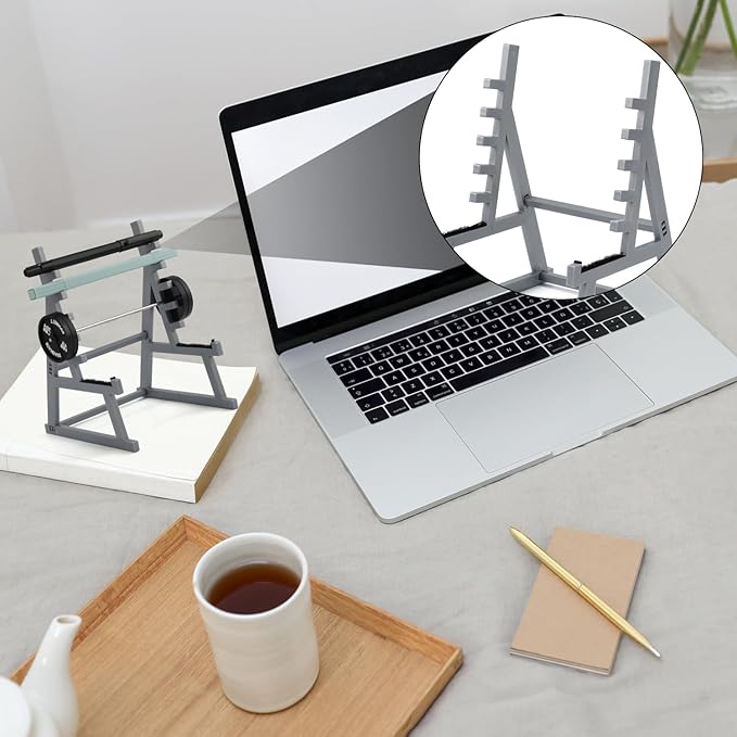 Squat Rack Pen Holder, Squat Rack Office Decor Mini Barbell Rack Pen Holder Desktop Squat Rack Pen Holder with Weights & Barbells for Office Gym Decorations for Fitness Weightlifting Lovers