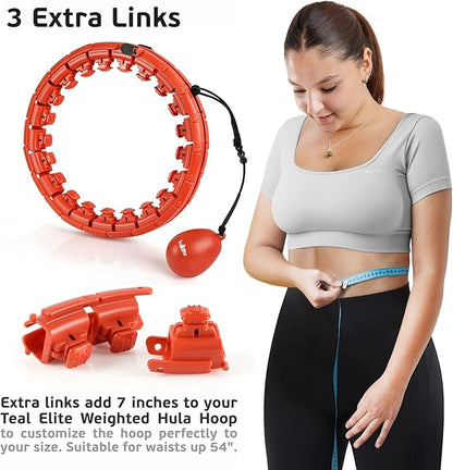 3 Extra Links for Teal Elite Weighted Hula Hoop Red, Extension Knots for Fitness Hoop - Plus Size Accessories for Adults Weight Loss