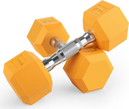 Portzon 8 Colors Options Compatible with Set of 2 Rubber Dumbbell Weight, 5-50 LB, Anti-Slip, Anti-roll, Hex Shape