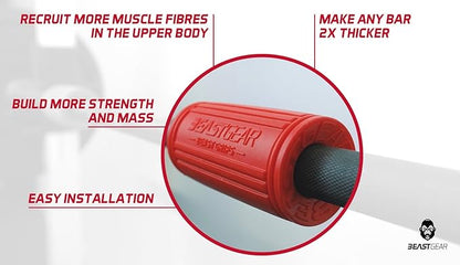 Beast Gear - Barbell and Dumbbell Bar Grips for Weightlifting & Muscle Building - Strength Training Equipment