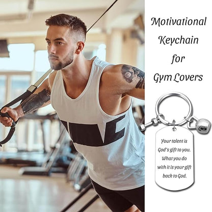 Fitness Keychain Featuring Dumbbell and Kettlebell with Uplifting