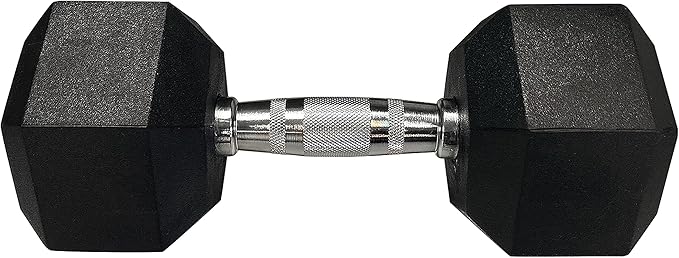 SINGLE Hex Rubber Dumbbell with Metal Handles Exercise