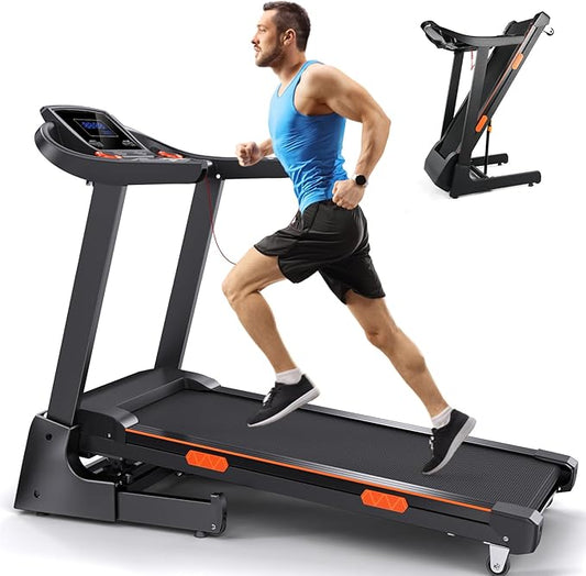 3.5HP Treadmill with Auto Incline, 320 lb Capacity, 17.3" Wide Belt, Electric Folding Treadmill for Home, Walking & Running Machine with Handle Bar, LCD Screen