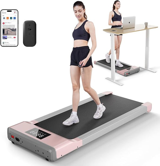 Smart Walking Pad, 2-in-1 Under Desk Treadmill for Home Office, Portable Walking/Jogging Machine with App & Remote Control, Fitness Data Recording