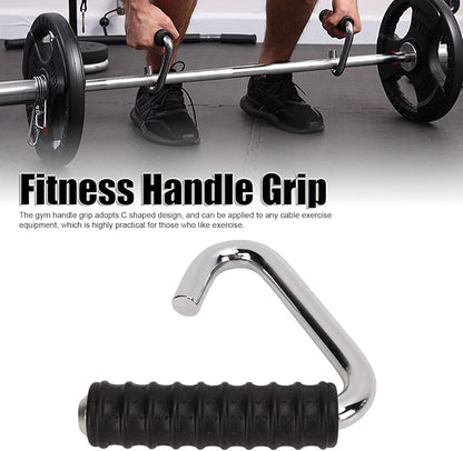 Fitness Handle Grip, C Shaped Fitness Handle Grip Hook, Soft Rubber Wrapped Training Pull Bar for Pull-up Bars, Resistance Bands, Barbells