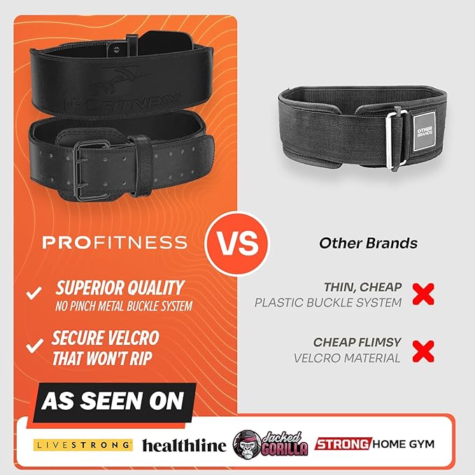 ProFitness Weight Lifting Belt for Men & Women - Premium 4" Wide Weight Belt for Men & Women Functional Fitness - Squat Belts for Men & Women Back Support, Deadlift & Powerlifting