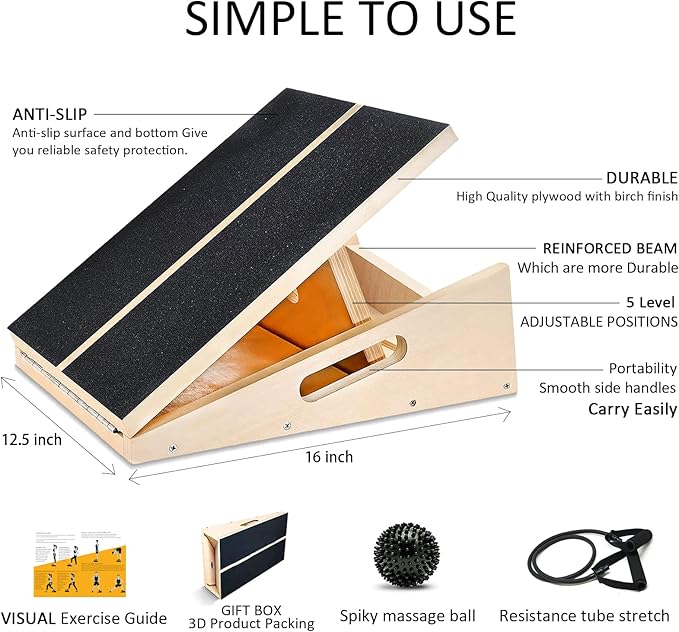 Professional Slant Board, Adjustable Incline Board and Calf Stretcher, Slant Board for Calf Stretching, Calf Stretch Board