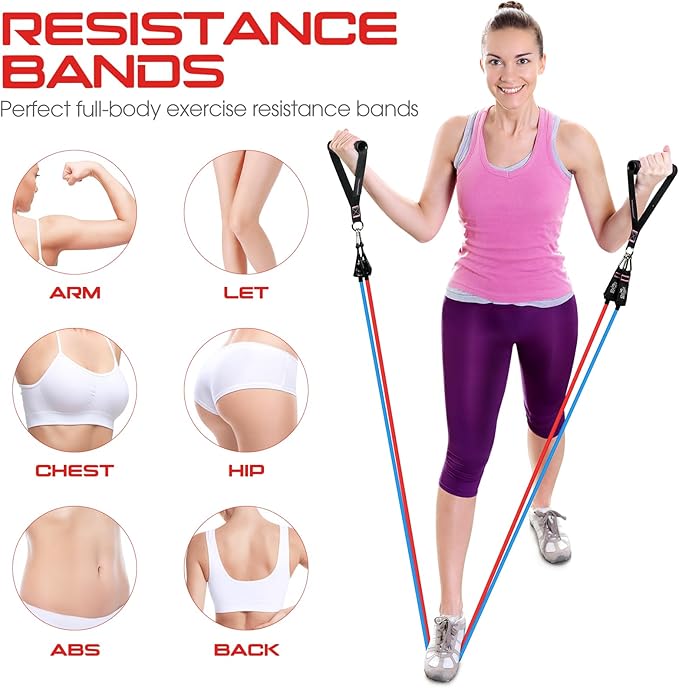 RENRANRING Resistance Bands for Working Out, 150LBS Exercise Bands, Workout Bands, Resistance Bands Set with Handles for Men Women, Legs Ankle Straps for Muscle Training