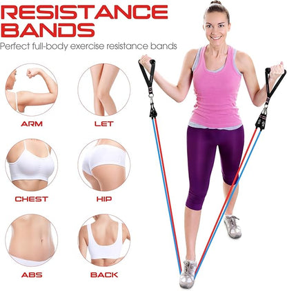 RENRANRING Resistance Bands for Working Out, 150LBS Exercise Bands, Workout Bands, Resistance Bands Set with Handles for Men Women, Legs Ankle Straps for Muscle Training