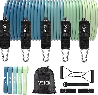 VEICK Resistance Bands, Exercise Bands, Workout Bands, Resistance Bands for Working Out with Handles for Men and Women, Exercising Bands for Fitness Weights Work Out at Home