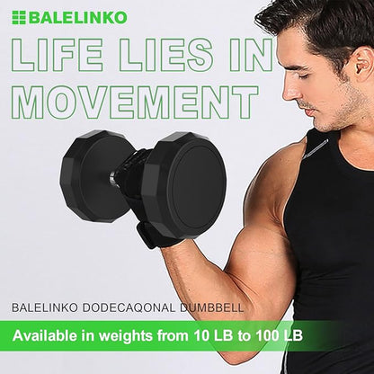 Balelinko Rubber Grip Encased Dumbbell Cast Iron Weight with Anti-Slip Handle Dumbbell -Strength Training Equipment - Home Gym Accessories - Full Body Workout - Muscle Building