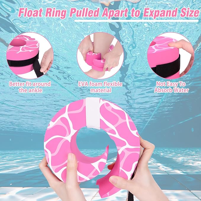 Swim Aquatic Cuffs,High-Density EVA Water Aerobics Float Ring Fitness Pool Exercise Weights Set, Water Ankles Arms Belts with Detachable Adjustable Webbing for Swim Fitness Training