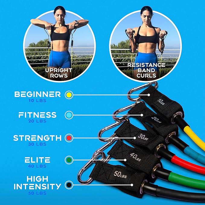 Xeela Full Body At Home Workout Equipment with 3-Month Digital Guide Included, Quality Portable Fitness Equipment with Jump Rope, Resistance Bands with Handles, Ankle Straps for All Fitness Levels