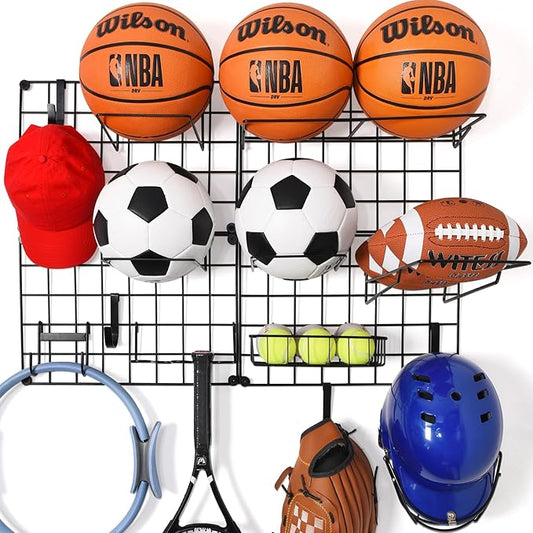 GADFISH Garage Sports Equipment Organizer, Wall Mount Ball Storage Rack for Sports Gear and Toys, DIY Assembly Possible Garage Ball Holder garage organization Accessories