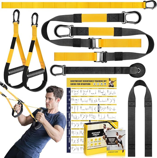 Home Resistance Training Kit, Resistance Trainer Exercise Straps with Handles, Door Anchor and Carrying Bag for Home Gym, Bodyweight Resistance Workout Straps for Indoor & Outdoor