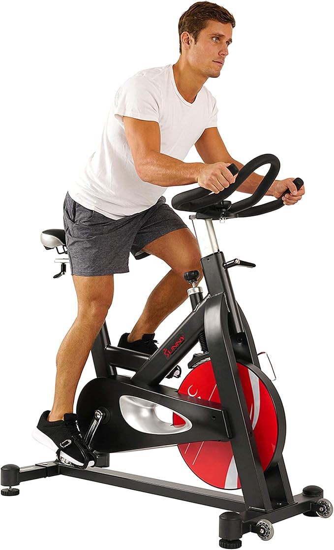 Sunny Health & Fitness Evolution Pro Magnetic Belt Drive Indoor Exercise Cycling Bike