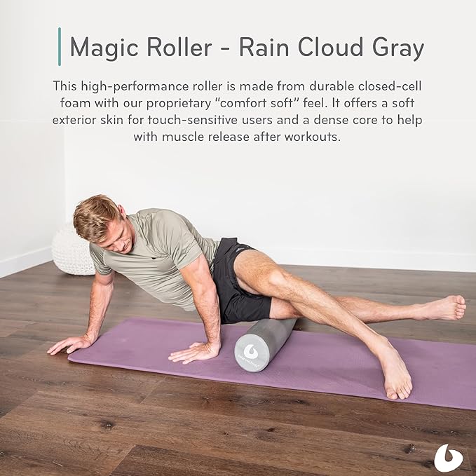 Balanced Body Magic Roller, Muscle-Release Roller, Muscle Roller for Post-Pilates Workout or Physical Therapy, Stretching Tool, Rain Cloud Gray