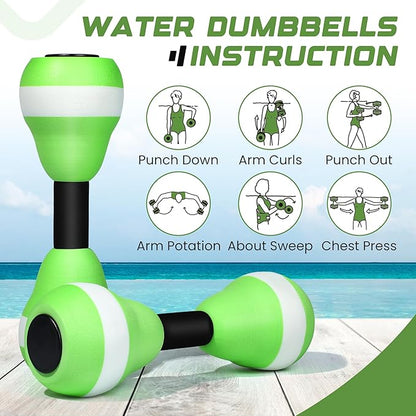 VIDELLY 2 Pieces Water Dumbbells Aquatic Exercise Dumbbells Pool Fitness Water Aerobic Exercise Foam Dumbbells Pool Resistance Sports EVA Foam Dumbbell Set Water Fitness Equipment for Weight Loss