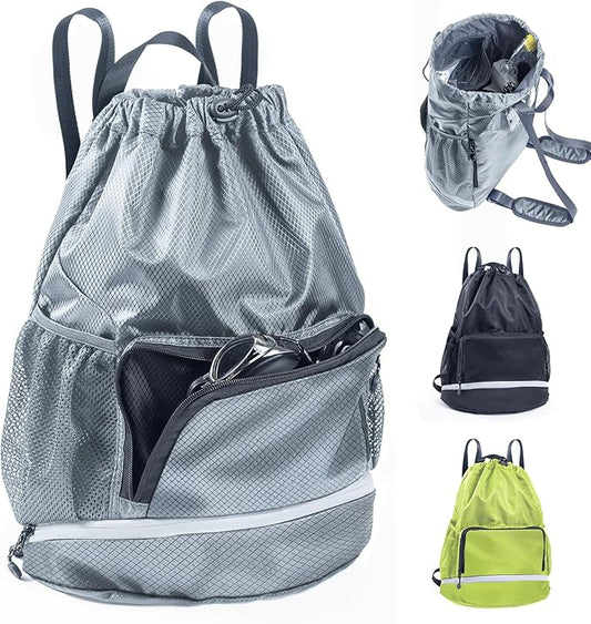 Swim Bag Beach Backpack Sports Drawstring Backpack - Gym Bag - Kids Swim Backpack Mens Beach Bag, Workout Bag