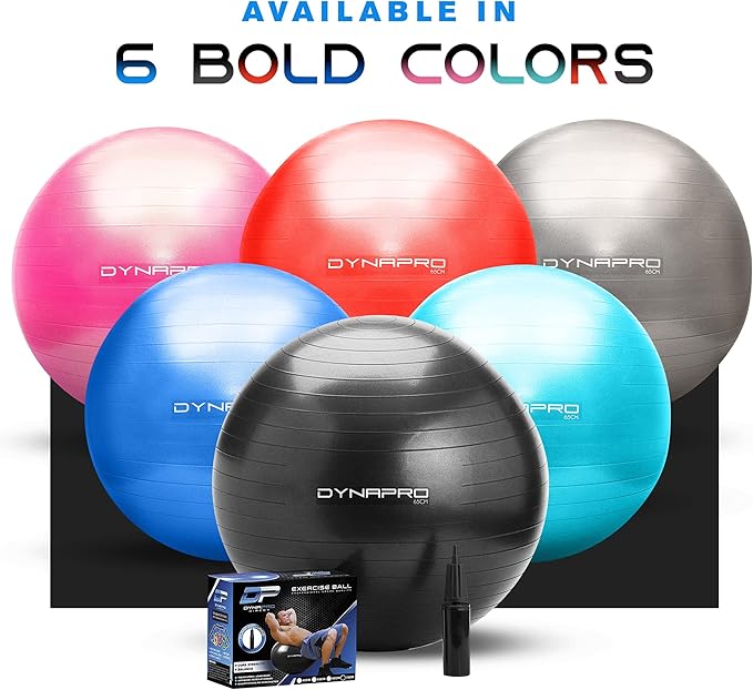 Exercise Ball – Extra Thick Eco-Friendly & Anti-Burst Material Supports over 2200lbs, Stability Ball for Home, Yoga, Gym Ball, Birthing Ball, Physio Ball, Swiss Ball, Physical Therapy or Pregnancy