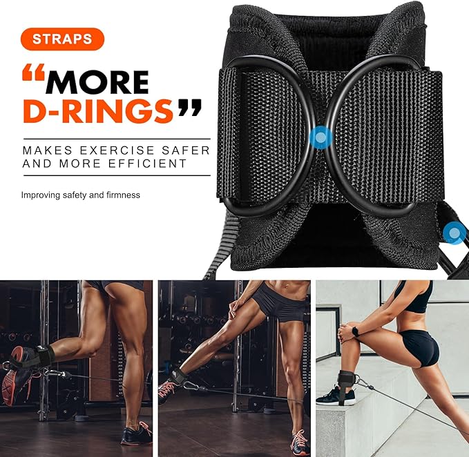 Ankle Strap for Cable Machine, Padded Ankle Straps for Cable Machine Kickbacks, Glute Workouts, Leg Extensions, Curls, Booty Hip Abductors Exercise, Adjustable Comfort Ankle Cuff for Gym