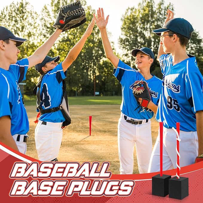 Shappy 12 Pieces Base Plug Baseball Base Plugs Anchor with Wooden Handle Garden Shovel Baseball Field Maintenance Equipment for Baseball Field Drill Softball Bases Accessories