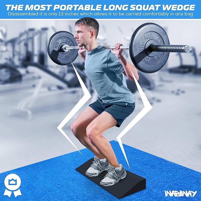 Squat Wedge Block -Slant Board for Squats -Heel Elevated Squat Wedge -Calf Raise block -Wedges for Squats-Great for foot and calf stretch- Ankle Stretcher - Workout equipment for physical therapy