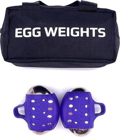 Egg Weights Knockout Max 5.0 lbs Set Bismuth Hand Weights with Anti-Slip Silicone Rubber Finger Loop for Shadowboxing, Kickboxing for Men and Women - 2 Eggs, 2.5 lbs Each + Free E-Book Workout Guide