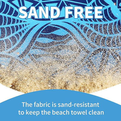 4 Pack Lightweight Thin Beach Towel Oversized 71"x32" Big Extra Large Microfiber Sand Free Towels for Adult Quick Dry Travel Camping Beach Accessories Gift Coconut Tree Sea Turtle Stripe Mandala