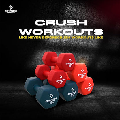 Neoprene Workout Dumbbells Weights - Non Slip, Anti Roll Exercise & Fitness Only Dumbbells Combo - Hex Shaped Hand weights for Men & Women - Ideal for Home and Gyms training