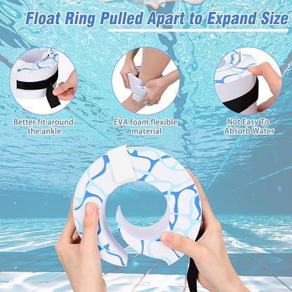 Swim Aquatic Cuffs,High-Density EVA Water Aerobics Float Ring Fitness Pool Exercise Weights Set, Water Ankles Arms Belts with Detachable Adjustable Webbing for Swim Fitness Training